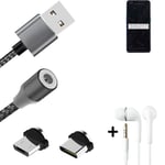Data charging cable for + headphones Oppo Reno4 + USB type C a. Micro-USB adapte