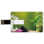 16G USB Flash Drives Credit Card Shape Spa Decor Memory Stick Bank Card Style Bamboo Flower Stone Wax on the Table Orchid Rock Healthy Lifestyle Waterproof Pen Thumb Lovely Jump Drive U Disk Gift