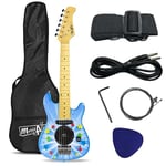 Music Alley 1/4 Size Kids Electric Guitar SuperKit with Inbuilt Amp. Bag, Strap & Lessons