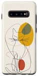 Coque pour Galaxy S10+ Minimalistic Cat Drawing Lines Phone Cover