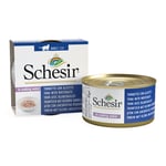 Provpack: Schesir våtfoder 1 x 70 g / 85 g konservburk - Natural med ris: Tonfisk & babysardiner 85 g