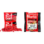 Fjuka 2in1 FatBoys - 10mm Hook Bait. The soft feed pellet & attractant (red) & Drilled Pellet 7mm REFILL | Big fish bait | Pre-drilled for hair-rigs | Direct hooking