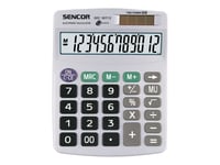 Sencor Sec 367/12 - Skrivbordskalkylator - 12 Siffror - Solcellspanel, Batteri - Grå
