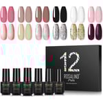 12 färger UV-gel nagellack set semi permanent nagelkonst 5ml