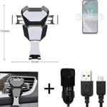  For Nokia C32 Airvent mount + CHARGER holder cradle bracket car clamp