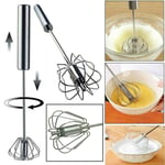 Mantraraj Hand Press Whisk Turbo Auto Rotating Mixer Cream Milk and Egg Blender Beater Professional Stainless Steel for Kitchen Cooking