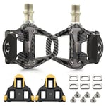 KOOTU Bike Pedals SPD-SL 9/16" Universal Pedals Bicycle Platform Pedals Cleats Set for Shimano SPD Clipless suitable for Road Bike Spin Bike MTB Indoor Bike (SPD SL - Carbon pattern)