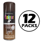 12X COLOUR IT Espresso Brown Spray Paint Gloss Metal Plastic Wood 400ml