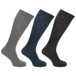 Herr 100 % bomull ribbstickade knästrumpor (3-pack) UK 6-11, EU Black/Navy/Grey UK 6-11, EUR 39-45