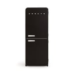 CREATE / RETRO FRIDGE COMBI 185 OFF WHITE/Réfrigérateur combiné noir avec poignée blanc cassé et congélateur 401L / 190W, système No Frost, 3 étagères, 2 tiroirs, 70x65x185 cm