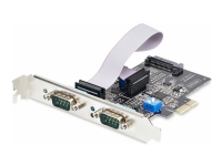StarTech.com 2-Port Serial PCIe Card, Dual-Port PCI Express to RS232/RS422/RS485 (DB9) Serial Card, Low-Profile Brackets Incl., 16C1050 UART, TAA-Compliant, Windows/Linux, TAA Compliant - Level-4 ESD Protection (2S232422485-PC-CARD) - Seriell adapter - PCIe låg profil - RS-232 x 2 - svart - TAA-kompatibel