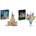 LEGO 76402 Harry Potter Hogwarts: Dumbledore’s Office Castle Toy, Set with Sorting Hat, Sword of Gryffindor and 6 Minifigures & 10313 Icons Wildflower Bouquet Set, Artificial Flowers