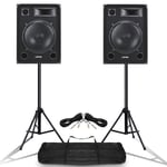 Pair MAX SP 15" Mobile DJ Disco PA Passive Speakers Stands Bag 2000W UK Stock