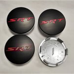 4x för DODGE CHALLENGER DEMON 63MM Matt Svart Röd SRT Letter Wheel Center Caps