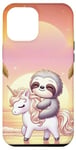 Coque pour iPhone 14 Plus Kawaii Sloth on Unicorn Escapade