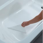 Non Slip Bath Mat for Inside Bathtub - ULTRA THIN & EXTREMELY DISCREET - Anti Mould Textured Vinyl - ROLLER PRESSER & BATH DEGREASER INCLUDED - UK BRAND Slips Away® (WHITE, 16"x30")