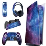 playvital Magic Sky Full Set Skin Decal for ps5 Console Digital Edition,Sticker Vinyl Decal Cover for ps5 Controller & Charging Station & Headset & Media Remote