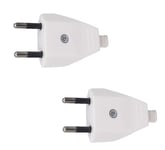 2x euro EU Europe DIY travel adapter 2 Pin Male Plug rewireable Type C white 1st