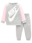 Nike Infant Girls Futura Crew And Jogger Set - Dark Grey, Grey, Size 24 Months, Women