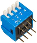 DeLOCK DIP Toggle Switch Piano 4 Digit 2.54 mm Grid Mass THT Vertical Blue 10 Pieces