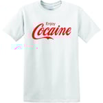 Revolutionära T-shirts Njut av kokain Coca Cola Coca Cola droger Pablo Escobar Cartel Heavy Cotton T-shirt White M