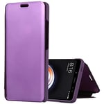 AUSKAS-UK Shockproof Protective Case For Xiaomi Mirror Clear View Horizontal Flip PU Leather Case for Xiaomi Redmi Note 5 Pro, with Holder (Black) Combination Case (Color : Purple)