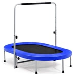2 personers studsmatta med höjdjusterbart handtag ministudsmatta 154 x 90 x 92 -132 cm blå
