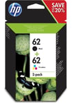 Black & Colour HP 62 Ink Cartridges Combo Pack For ENVY 5640 5740 7640 N9J71AE