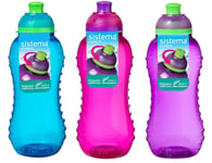 3 x Sistema Twist N Sip Squeeze Drink Water Bottle Leakproof School Sport 460ml