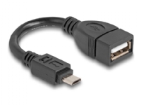 Delock - USB-kabel - Micro-USB typ B (hane) till USB (hona) - 11 cm - UBS On-The-Go (OTG) - svart