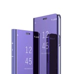 MRSTER Case for Samsung S10 Plus, Mirror Design Clear View Flip Bookstyle Protecter Shell With Kickstand Case Cover for Samsung Galaxy S10+ / S10 Plus (2019). Flip Mirror: Purple