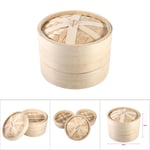 2 Tiers Bamboo Steamer Basket Chinese Natural Rice Cooking Food Cooker Wi UK AUS