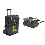 Stanley FATMAX Cantilever Rolling Toolbox Trolley, 4 Level Workstation & Rolling Toolbox Chest with Heavy Duty Metal Latch, 2 Lid Organisers for Small Parts, Portable Tote Tray for Tools, STST1-80150
