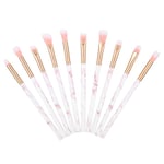 10 st Marmor Kosmetisk Makeup Borste Ögonskugga Borstar Set Kit Makeup Verktyg (Guld)
