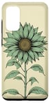Galaxy S20 Aesthetic Sunflower Line Art Minimalistic Sage Green Case