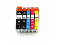 5 Ink Cartridges for PGI550 & CLI551 for Canon MG5550 IP7250 MG5450 MG6350 MX925