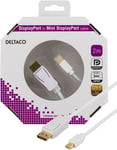 Deltaco DP-1120-K valkoinen 2 m DisplayPort - MiniDP näyttökaapeli