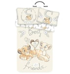 Sängkläder i bomull 100x135 Lejonkungen Simba Nala vänner Lejonkungen bästa vänner blommor 4751 till barnsäng