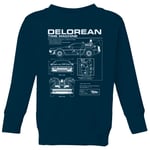 Back To The Future Delorean Schematic Kids' Sweatshirt - Navy - 3-4 Years - Navy