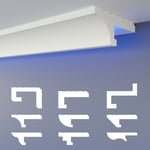 Profilé de joint d'ombre led Moulures, éclairage indirect xps Polystyrene Plafond sec: 1.7 mètres / 1 réglette, HLED-14 - 90x35 mm (de) - Heximo
