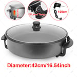 42cm Multi-Function Electric Cooker Pan with Lid/Adjustable Thermostatic Control