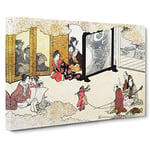 Seeing A Performance By Kitagawa Utamaro Asian Japanese Canvas Wall Art Print Ready to Hang, Framed Picture for Living Room Bedroom Home Office Décor, 24x16 Inch (60x40 cm)