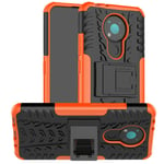 PIXFAB For Nokia 3.4 Shockproof Case, Hybrid [Tough] Rugged Armor Protective Cover, Phone Case Cover With Built-in [Kickstand] For Nokia 3.4 (6.39") - Orange