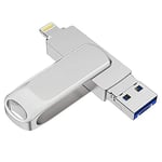 Clé USB 128 Go 3.0, Extension Mémoire iPhone iPad, USB 2.0 Flash Drive 3 in 1 Clé USB OTG pour iPhone/ iPad/ iPod/ Android/ Portable