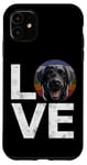Coque pour iPhone 11 Labrador Retriever Love Rétro Noir Labrador Chien Maman Papa