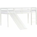 Décoshop26 - Lit mezzanine pour enfant avec sommier à lattes échelle et toboggan 90x200 cm en bois blanc