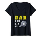 Womens Funny Fathers Day Dad Can Fix It Handy DIY Duct Tape V-Neck T-Shirt