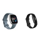 Fitbit Versa 4 Fitness Smartwatch with built-in GPS and up to 6 days battery life, Waterfall Blue/Platinum Aluminium & Inspire 2 Health & Fitness Tracker with 1-Year Premium Included