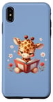 Coque pour iPhone XS Max Girafe bleue lisant un livre sur le thème de la forêt enchantée