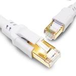 Cat 8 Cable Ethernet 0.5m RJ45 Câble Réseau LAN Blanc, 40Gbps 2000MHz S/FTP Cable Internet Compatible Cat5 Cat6 Cat7, pour PS5 PS4 Router TV Switch Módem PC POE